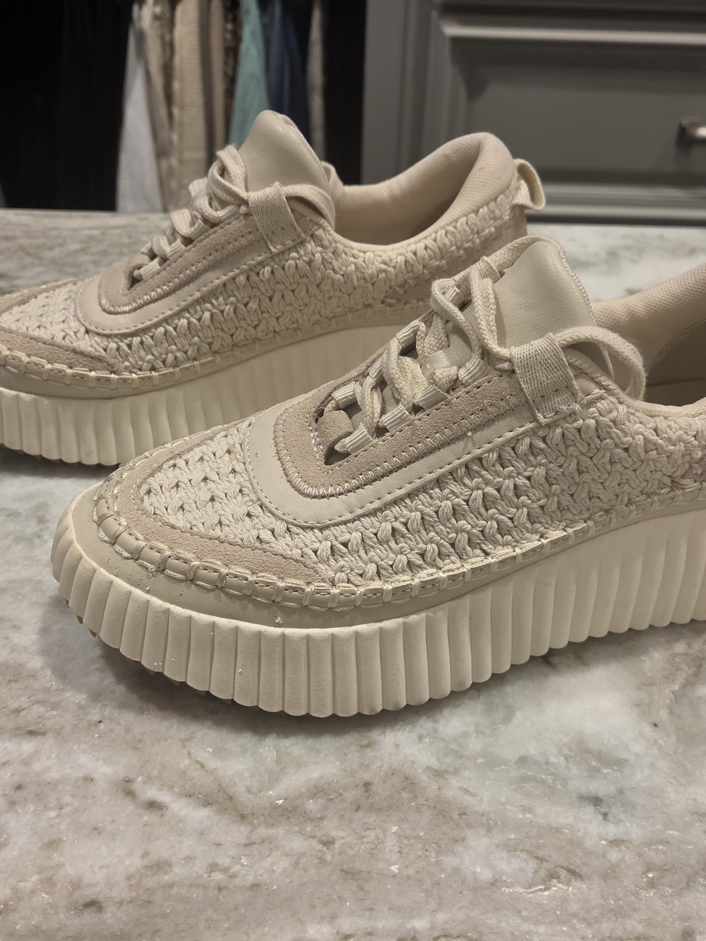 Dolce Vita Women's Cream Woven Platform Sneakers - Picture 7 of 9